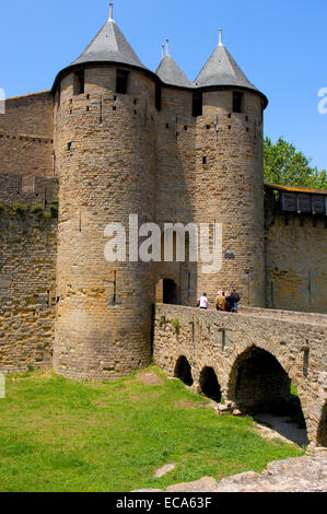 Château Comtal, 12th century, La Cité, medieval fortified town, Carcassonne, Aude, Languedoc-Roussillon, France, Europe Stock Photo