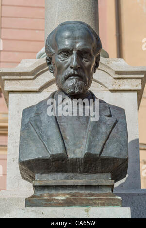 Bust, Giuseppe Mazzini, fought for the unification of Italy, monument to the 150th anniversary of the unification of Italy in Stock Photo