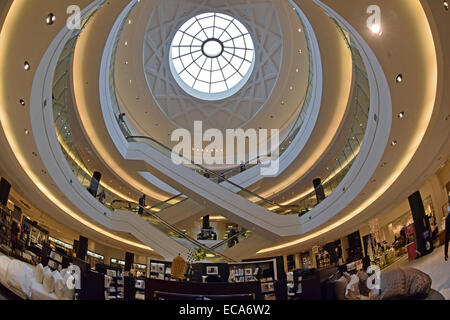 A fisheye lens interior view of 3 floors of Bloomingdales at Roosevelt Field Mall in Garden City, Long Island, New York Stock Photo