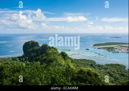Overlooking the island of Pohnpei and Sokehs rock, Micronesia Stock Photo