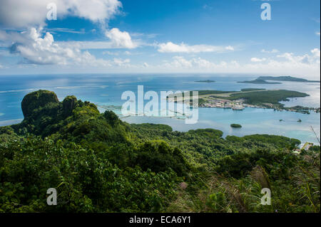 Overlooking the island of Pohnpei and Sokehs rock, Micronesia Stock Photo