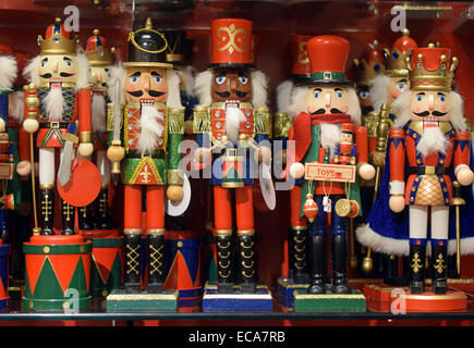 A diverse group of Nutcracker Soldiers for sale at the Macys department store in Roosevelt Field Garden City, Long Island, NY Stock Photo