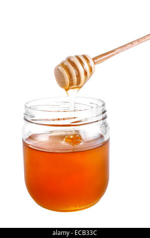 Jar of honey isolated on a white background Stock Photo