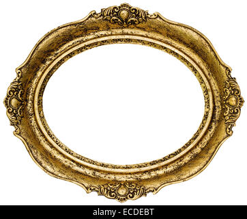 Golden Oval Picture Frame Cutout Stock Photo