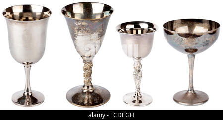 Set of  vintage silver plated goblets Stock Photo