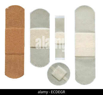 Set of first aid plasters isolated on white background Stock Photo