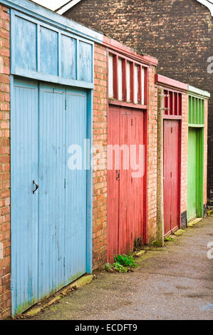 A row of colorful garage doors Stock Photo
