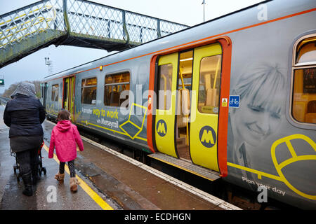 merseyrail train at maghull train station Liverpool UK Stock Photo