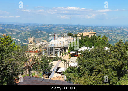 View of the fortress of San Marino. The Republic of San Marino Stock Photo