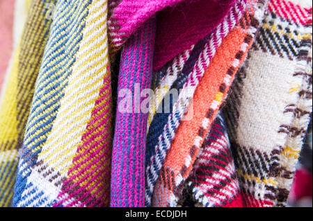 Close up of selection of wool blankets Stock Photo
