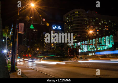 Miami Beach, Florida night streets Stock Photo