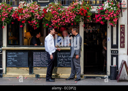 People Drinking Outside A Pub, London, England Stock Photo