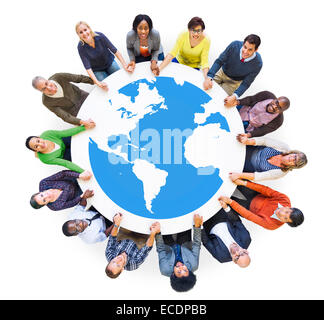 Multiethnic Diverse People in a Circle Holding Hands Stock Photo