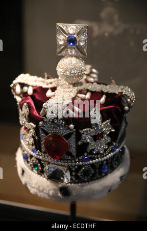 The imperial state crown of england usually worn by the English head of state every year during ceremonial opening of parliament Stock Photo