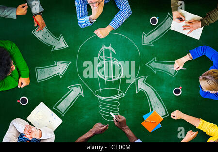 Blackboard Brainstorming Cooperation Planning Meeting Strategy Sharing Concept Stock Photo