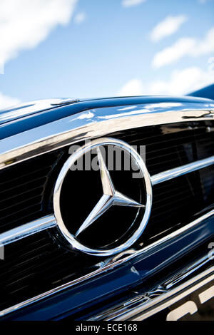 Mercedes Benz grille badge, chrome Stock Photo