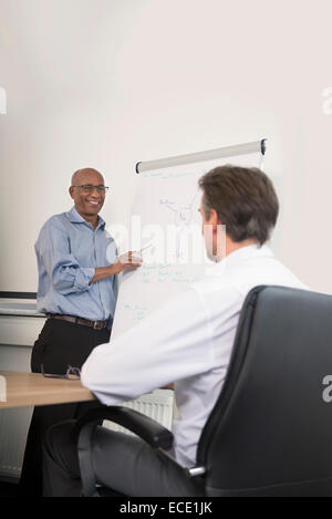 Presentation flipchart businessmen Afrikaner Stock Photo