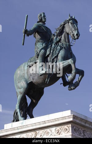 Equestrian statue of Philip IV., Plaza de Oriente, Madrid, Spain Stock Photo