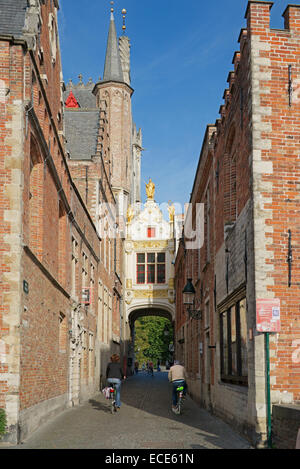 Blind Donkey Street leading to Burg Square Bruges Belgium Stock Photo