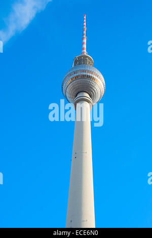 View of famous Berlin Television Tower at sunset Stock Photo