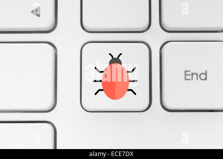 Keyboard button with a bug Stock Photo