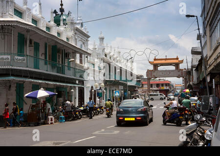 Mauritius, Port Louis, Rue Royale, Jummah Mosque and Chinatown gateway Stock Photo