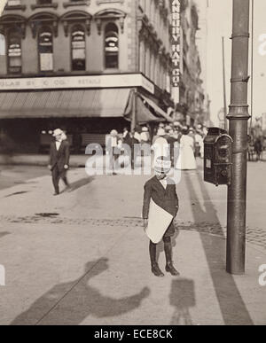 Self-Portrait with Newsboy; Lewis W. Hine, American, 1874 - 1940; New York, New York, United States, North America; 1908; Gelatin silver print Stock Photo