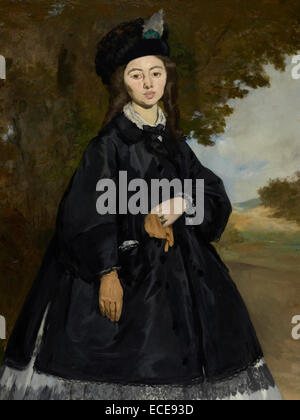 Portrait of Madame Brunet; Édouard Manet, French, 1832 - 1883; France, Europe; about 1860 -1863, reworked by 1867; Oil on canvas Stock Photo