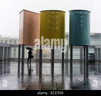 Wet day at Kyoto railway station, Kyoto, Japan. Stock Photo