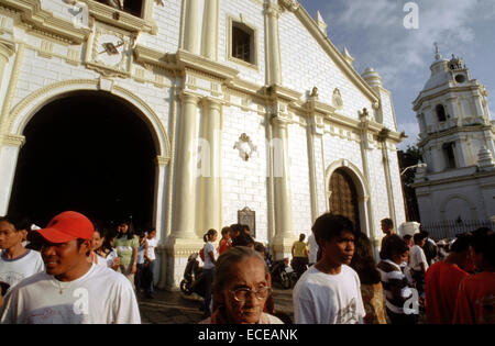 Mass departure time. Cathedral of St. Paul. Vigan. Ilocos. Philippines. The St. Paul’s Cathedral is also known as the metropolit Stock Photo