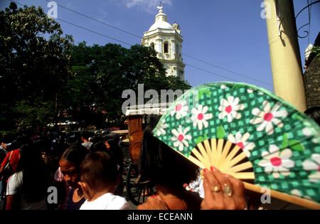 Mass departure time. Cathedral of St. Paul. Vigan. Ilocos. Philippines. The St. Paul’s Cathedral is also known as the metropolit Stock Photo