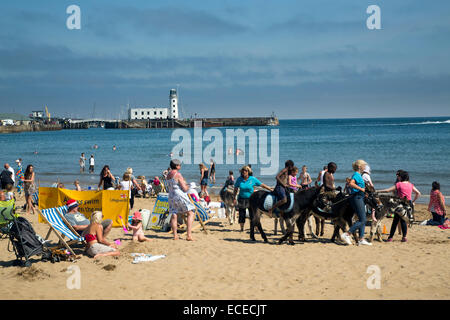 Summer Day on the beach Scarborough, North Yorkshire Stock Photo