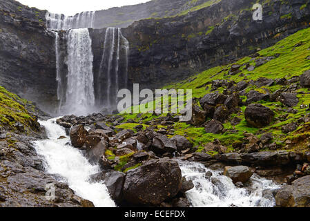 Fossá waterfall in Streymoy, Faroe Islands Stock Photo