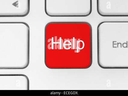 Red help button on the keyboard close-up Stock Photo