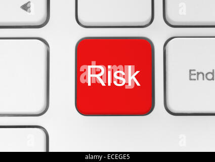 Red risk button on the keyboard Stock Photo