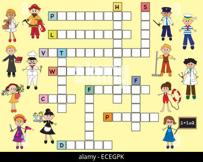 illustration of easy crossword for children Stock Photo