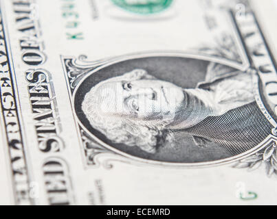 Portrait of Benjamin Franklin macro from one hundred dollars bill Stock Photo