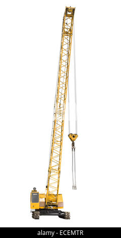 diesel electric yellow crawler crane isolated on white background Stock ...