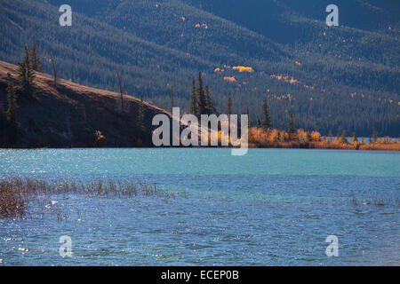 Moose Lake, British Columbia, in autumn colors. Stock Photo