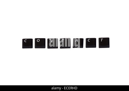 The Word Contact written with single computer keys isolated on white background Stock Photo