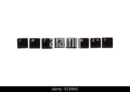 The Word Internet written with single computer keys isolated on white background Stock Photo
