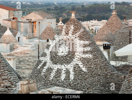Trulli, the typical old houses in Alberobello in Puglia, Italy. Stock Photo
