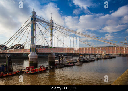 London,England-November 18,2011:The Albert Bridge.It is a road bridge over the River Thames in West London, connecting Chelsea o Stock Photo