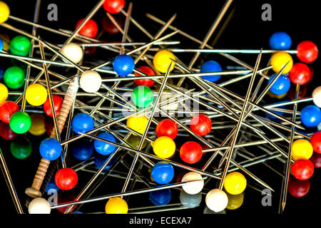 Pins with colored balls on the ends Stock Photo