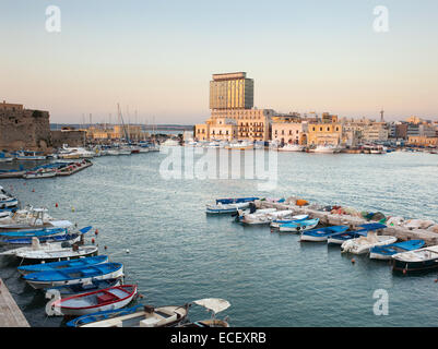 Panoramic view of Gallipoli harbour,Italy. Stock Photo