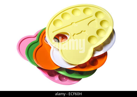 Plastic painter's palette isolated on white background Stock Photo