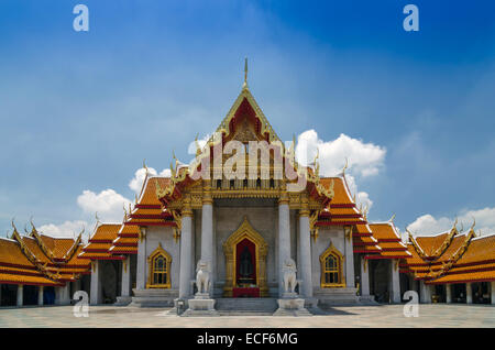 Traditional Thai architecture, Wat Benjamaborphit or Marble Temple in Bangkok, Thailand Stock Photo
