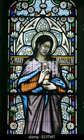 Mary Magdalene stained glass, St. Mary Magdalene Church, Wardington, Oxfordshire, England, UK Stock Photo