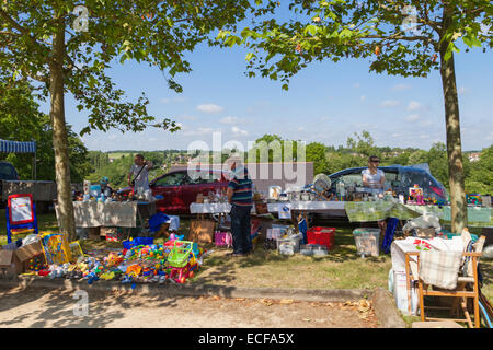 Francueil, France. Brocant bric a brac, garage sale, yard sale or car boot sale in the village Stock Photo
