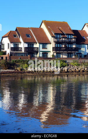 Contemporary waterside development at Hythe Marina Village, a purpose built development on the western side of Southampton Water Stock Photo